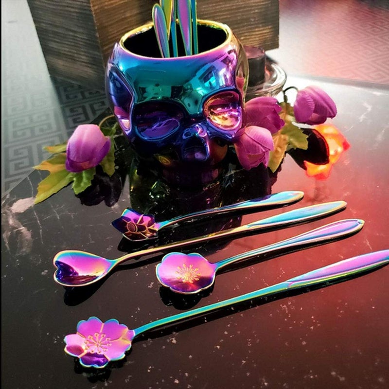 ESRISE 9 Pcs Flower Spoon Coffee Teaspoon Set, ESRISE Stainless Steel Tea Spoon for Tea Party Decorations (Multi) - Image 5
